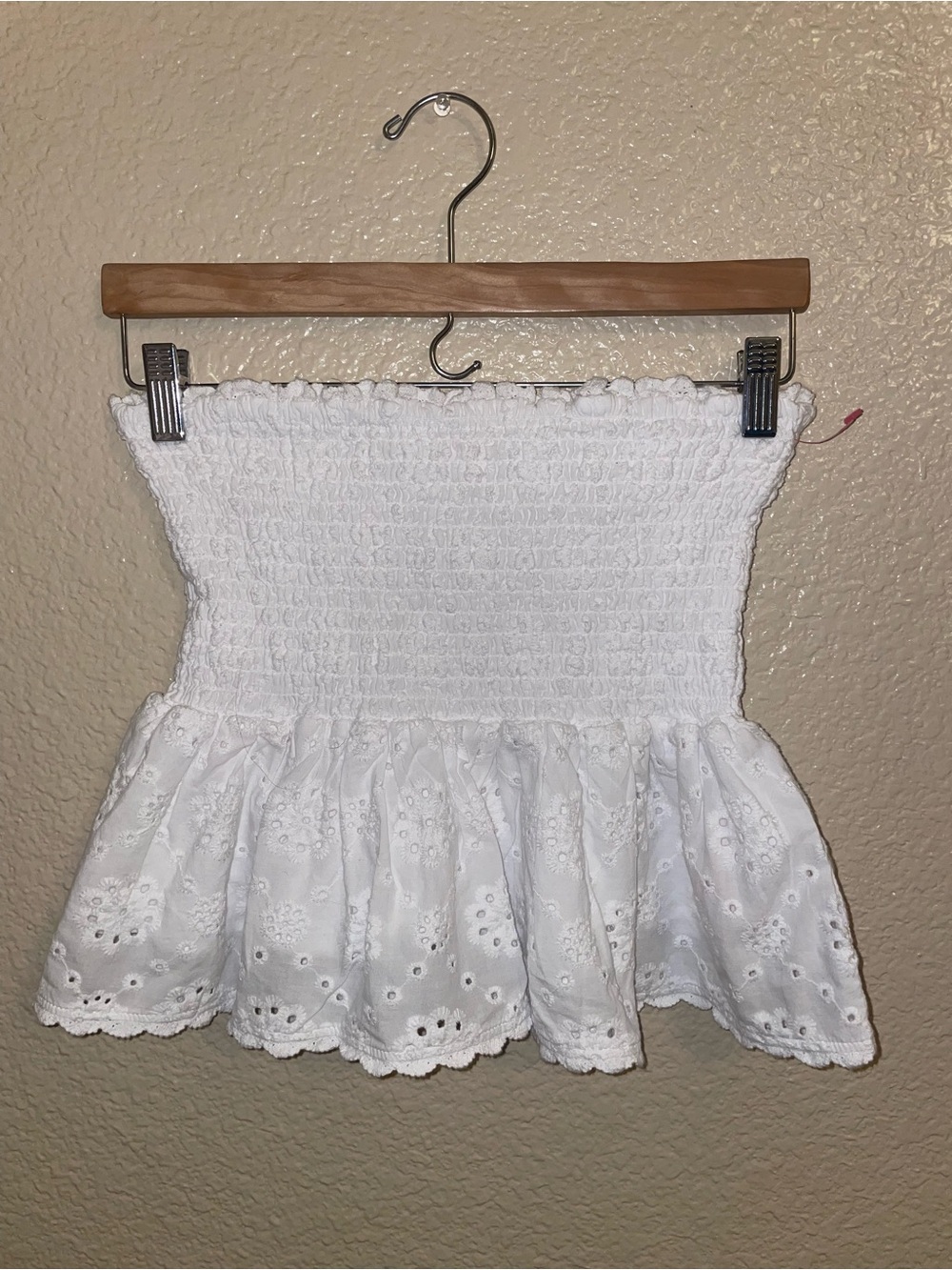 Smocked White Eyelet Skater Skirt